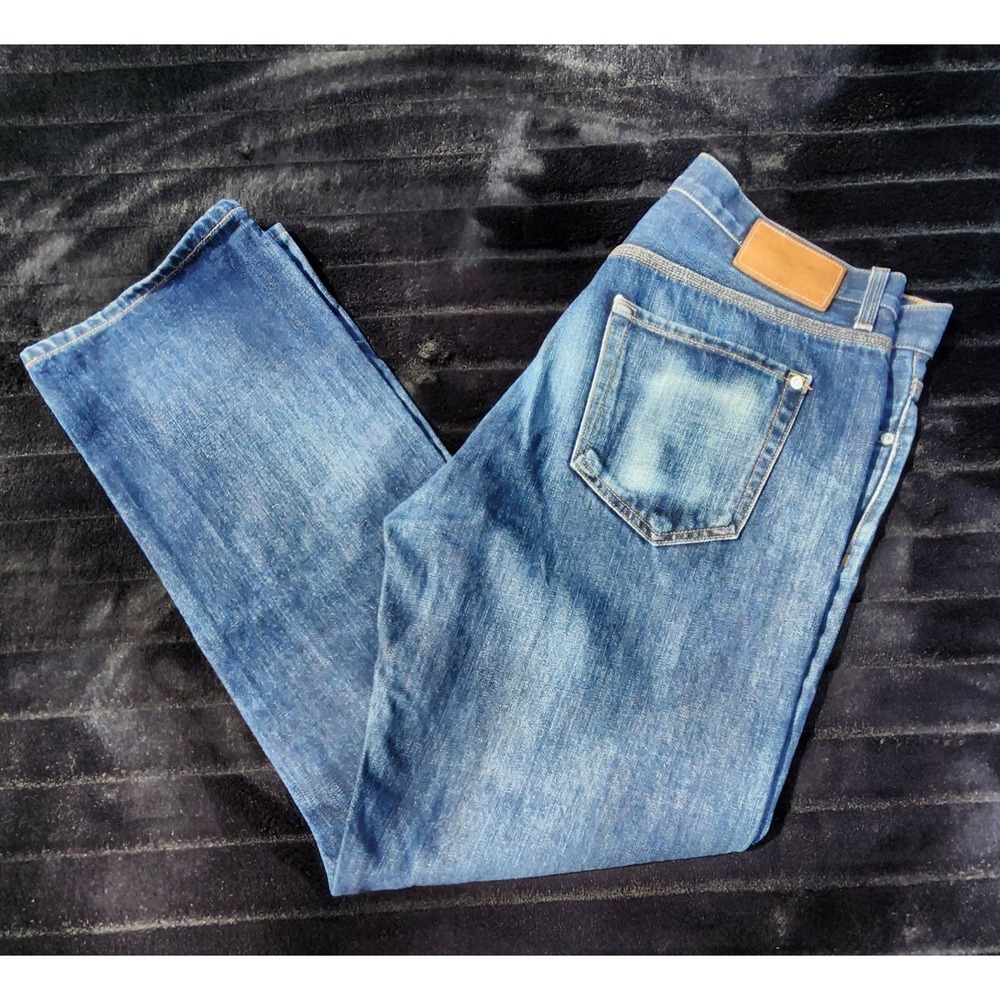 Baldwin The Reed Straight Leg Men's Dark Blue Buttonfly Jeans Size 34×30 #139291